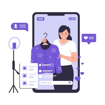 Live streaming shopping illustration concept vector