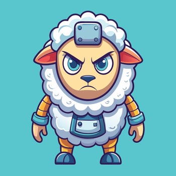 Cartoon sheep character with a helmet and armor vector
