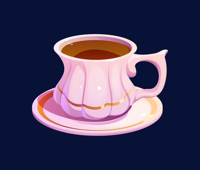Flower herbal, fruit and berry tea cup and saucer vector