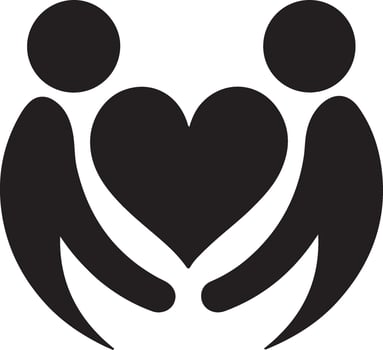 two people holding hands with a heart shape vector