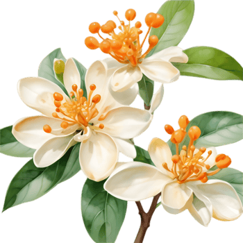 Japanese Kinmokusei Flower in Vibrant Orange. . png