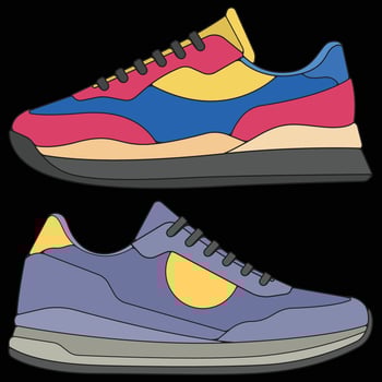 colorful sneakers illustration vector