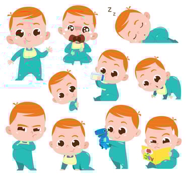 Cartoon Baby character. Cute baby boy. vector