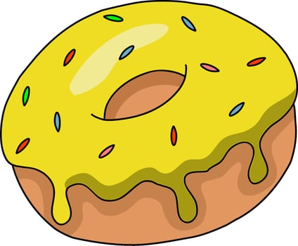 Yellow Frosted Donut with Sprinkles and Glossy Glaze vector
