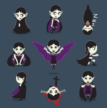 Halloween Character Big Head Poses Vampire Girl vector