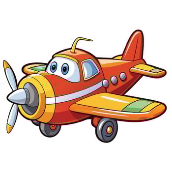 Adorable Cartoon Illustration of a Plane Soaring Through the Sky vector