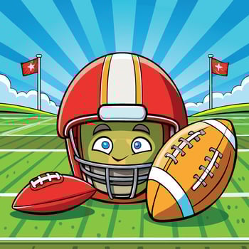 Helmet and Rugby Ball Ready for Action on Field vector