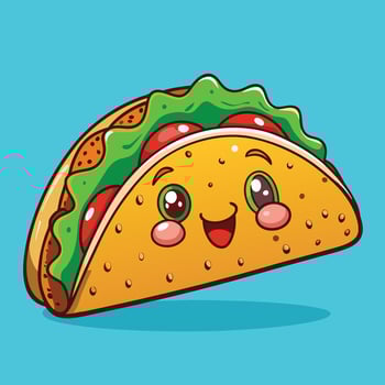 Delicious Cartoon Illustration of a Taco with Appetizing Ingredients vector