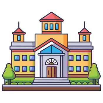 Cartoon Town City Building Icon Illustration for Urban Architecture Design vector