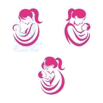 mother and baby logo set vector