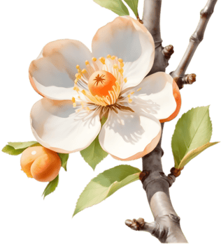 Silhouette Japanese Apricot Flower Clipart, Iconic Silhouette . png
