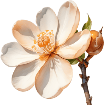 Floral Japanese Apricot Flower Clipart, Decorative Design . png