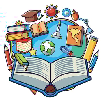 Educational Resource Icon Cartoon Illustration of Books, Magazines, and Comics vector