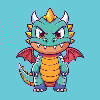 Adorable and Spirited Cartoon Dragon Illustration with Cute Expression vector