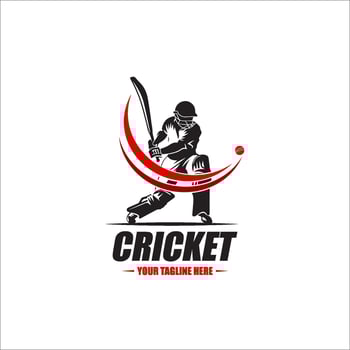 Cricket Player Logo Design Inside a Shape of Ring vector