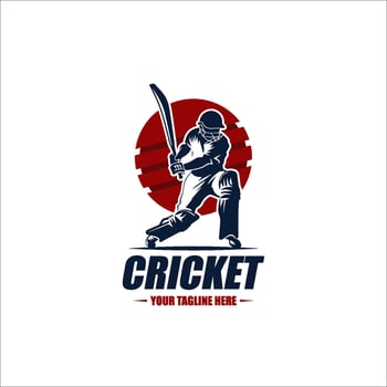 Cricket Player Logo Design Illustration vector
