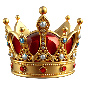 Crown with red gems and pearls shown transparent png