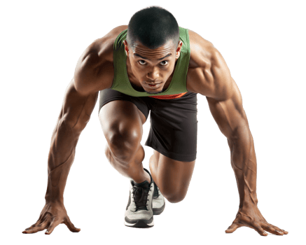 Athlete ready to sprint indoors transparent png