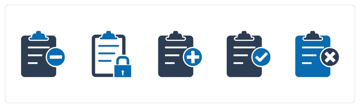 A set of 5 Document icons as remove page, page security, create page vector