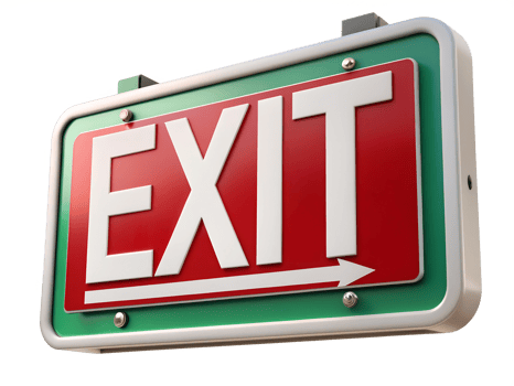 Modern bright exit sign with arrow transparent png