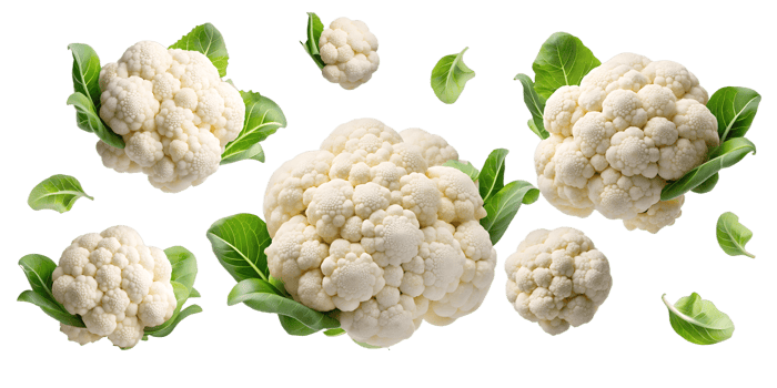 Cauliflower with leafy green accents transparent png