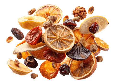 Vibrant display of dried fruits and spices transparent png