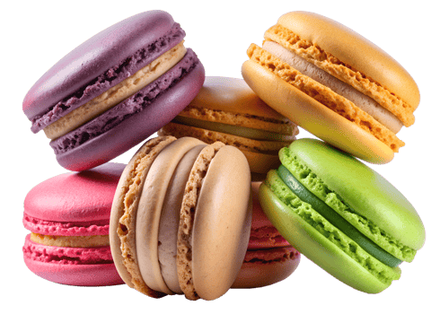 Colorful macarons on a white bg transparent png