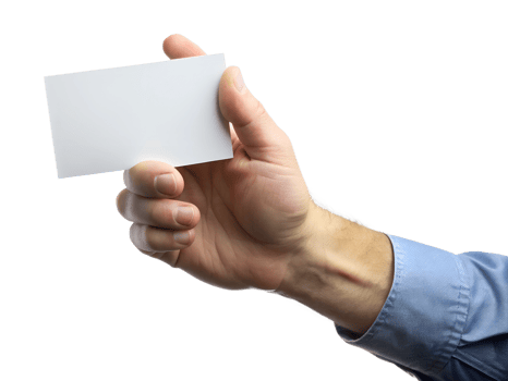 Hand with blank card on plain background transparent png