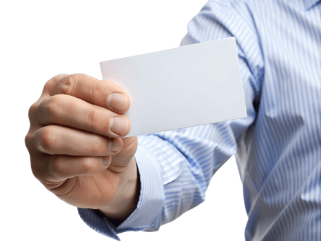 Person holding a blank business card in the office transparent png