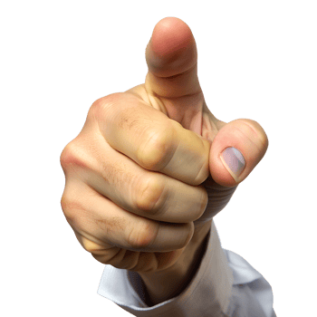 A person pointing assertively with a finger transparent png