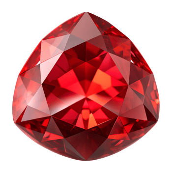 Brilliant red gemstone cut in a unique shape transparent png