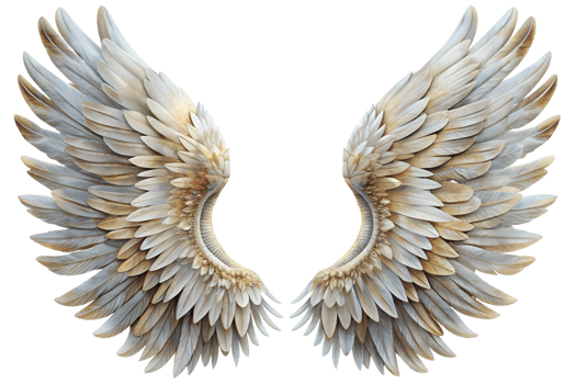Intricate, textured feathered wings transparent png