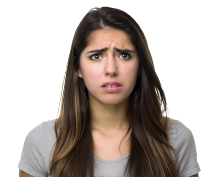 Confused young woman with long hair transparent png