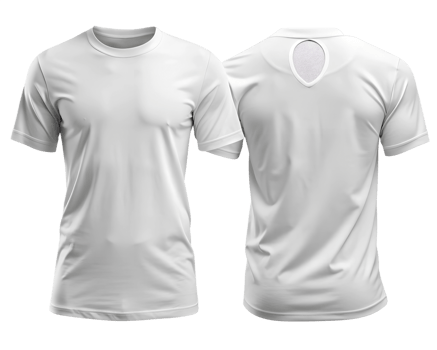 Simple white t shirt displayed from front and back transparent png