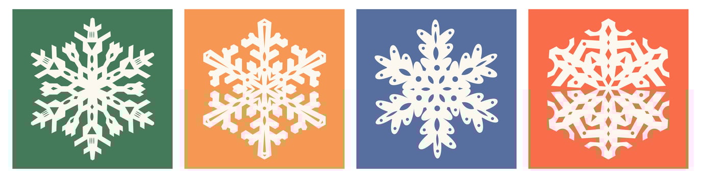 Set of cutting snowflakes. silhouette of christmas decoration. Template for paper. Stencil for scrapbooking. vector