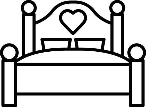 A cartoon bed with a heart on it vector