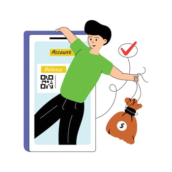 Man applying for a bank loan through an online application vector