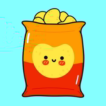 Chips character. hand drawn cartoon kawaii character illustration icon. Isolated on blue background. Chips character concept vector
