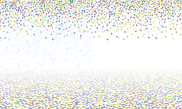 Falling colorful bright and lying on the floor confetti with free space in the center isolated on light background. vector