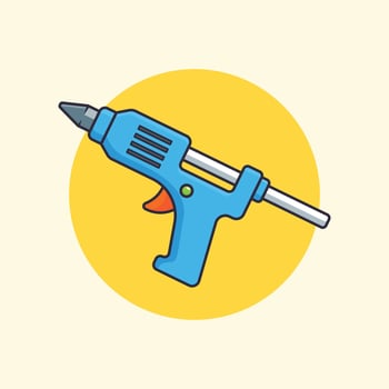 Cartoon illustration of glue gun. vector