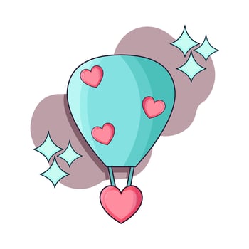 heart hot air balloon illustration vector