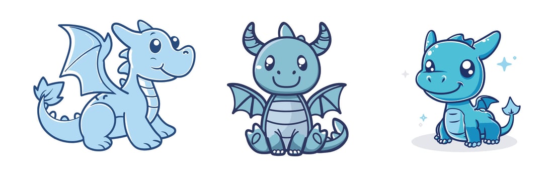 a cute blue dragon vector