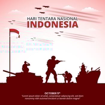 Hari Tentara Nasional Indonesia or Indonesian National Soldier Day with silhouettes of soldiers vector
