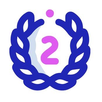 a blue and pink laurel wreath with the number two vector