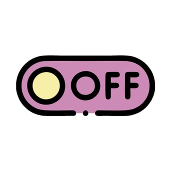 A pink button with the word off on it vector