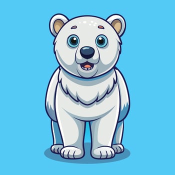 a cartoon polar bear standing on a blue background vector