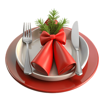 elegant Christmas table setting with a red napkin png