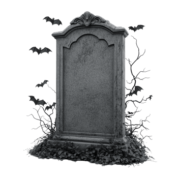 Eerie gravestone with bats and vines isolated transparent png