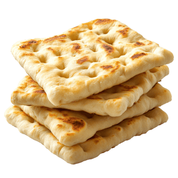 Stacked flatbreads on a white surface isolated transparent png