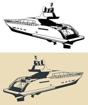 High-speed motor yacht illustrations vector